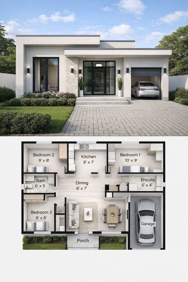 Premium Modern 2BHK Front Elevation and Plotting Layout