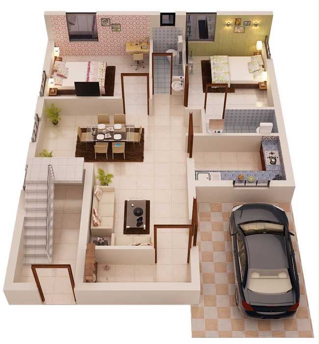 Premium Modern 2BHK Front Elevation and Plotting Layout