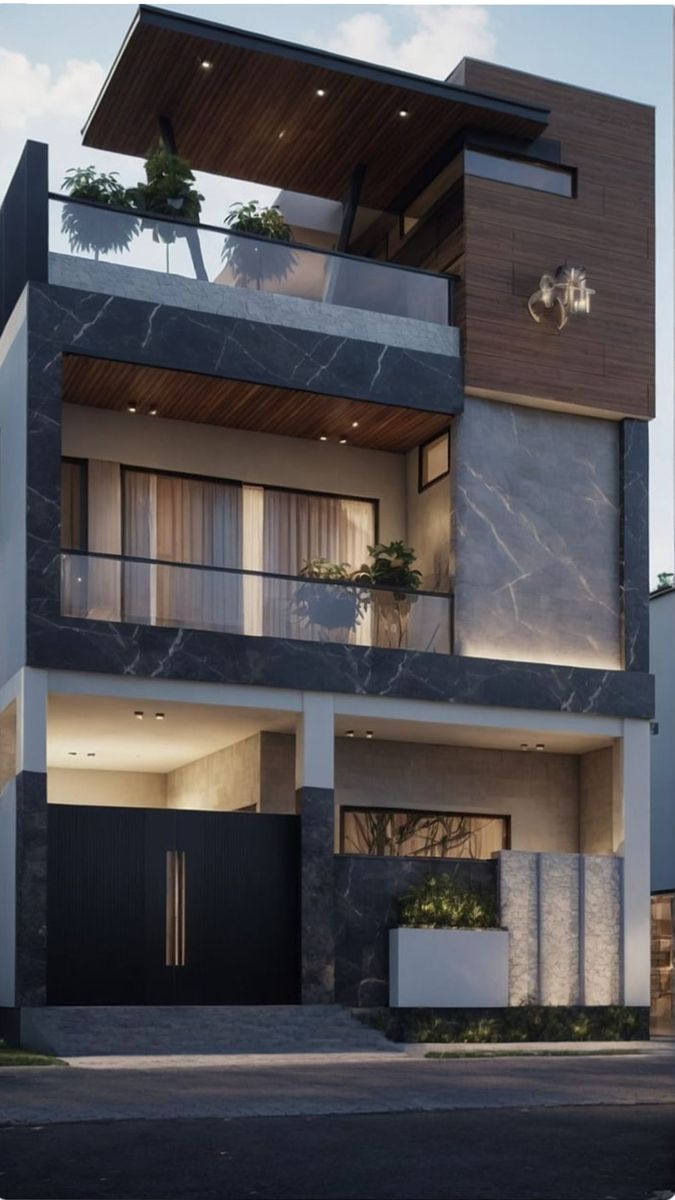 Elite Modernist Dark Marble 3BHK Residence Structure