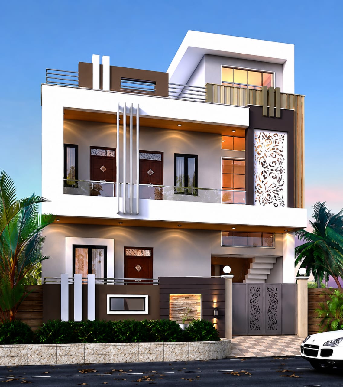 Elite Modernist Dark Marble 3BHK Residence Structure