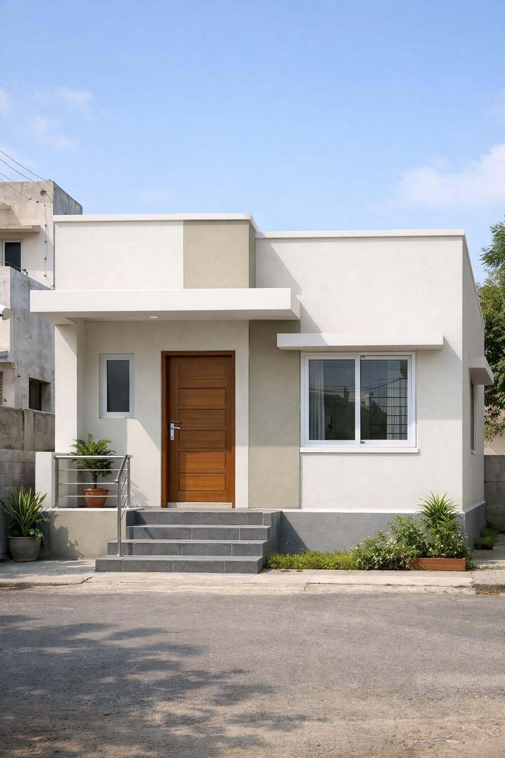Cost-Effective Dual-Story Gated Villa with Linear Illumination