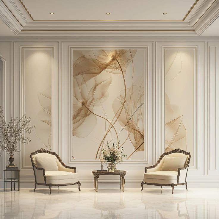 Bespoke Luxury Living Lounge With Classical Filigree Walls